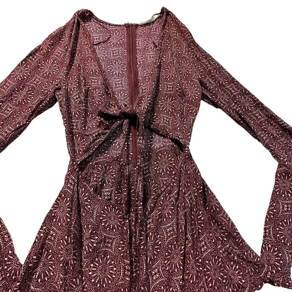 Cotton Candy LA Small Woman Shorts Jumpsuit Wrap Around Maroon White‎ Geometric - Picture 2 of 12